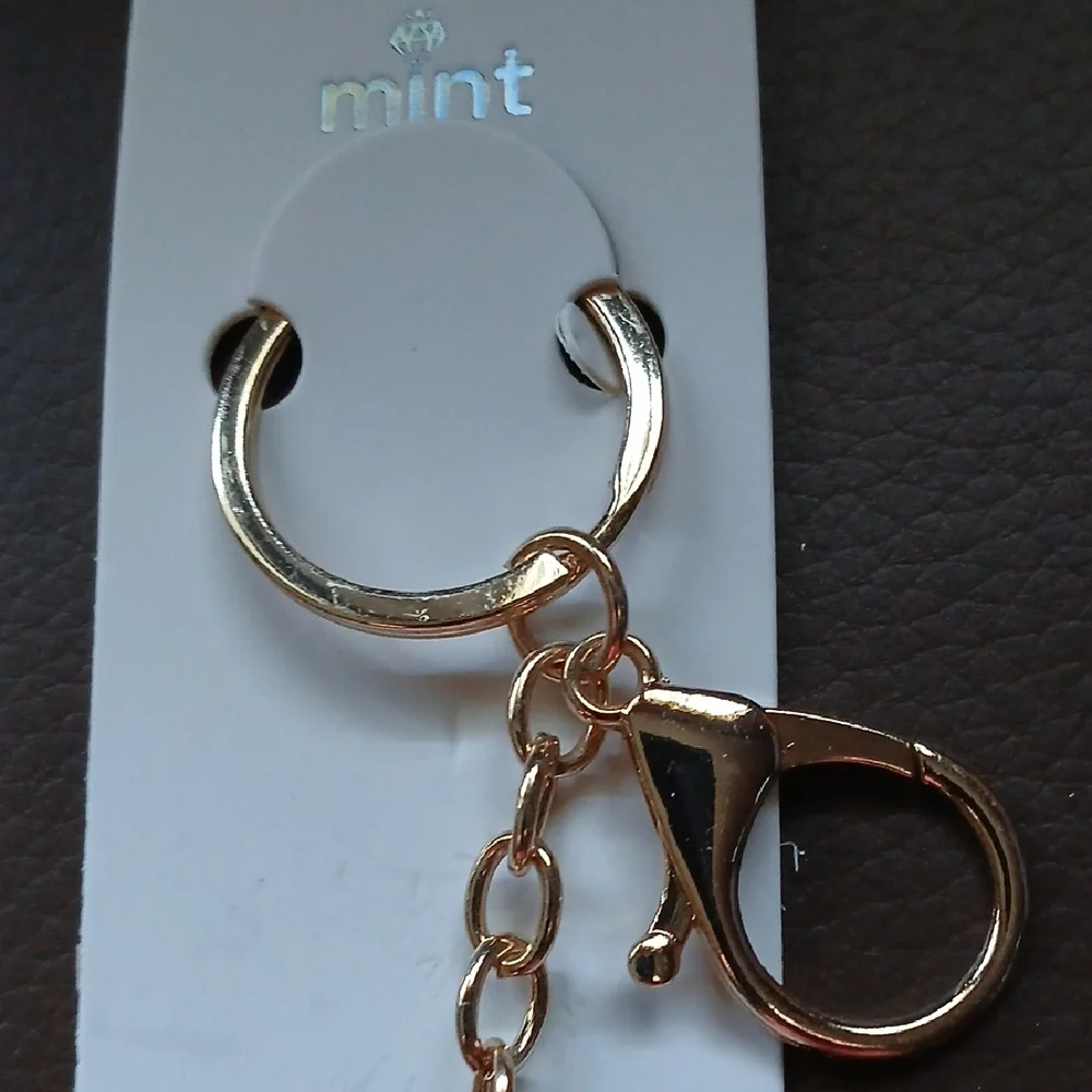 Mint Black Cat Keychain with Gold Details